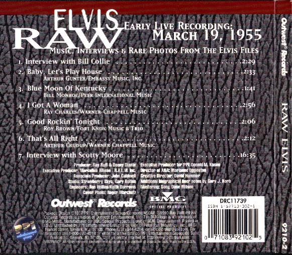 Elvis Presley Raw Elvis Early Live Recording : Back